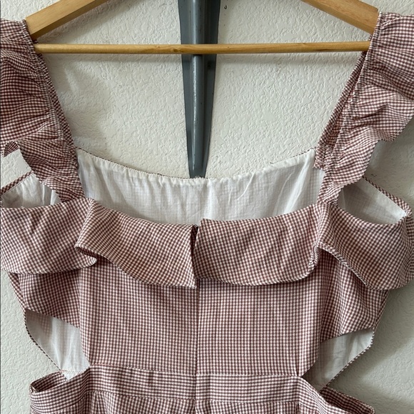Ale for Anthropologie Gingham Ruffled Jumpsuit Romper size XL - Picture 5 of 9